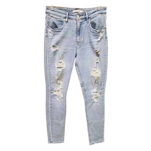 Levi's Denim - Levis 721 High Rise Skinny Jeans Women's Light Wash Distressed Denim Size 30